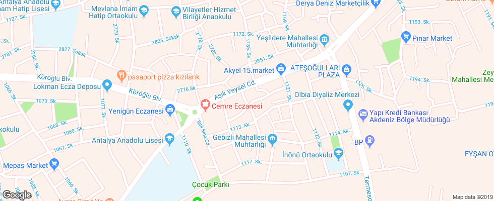 Отель Inside на карте Турции