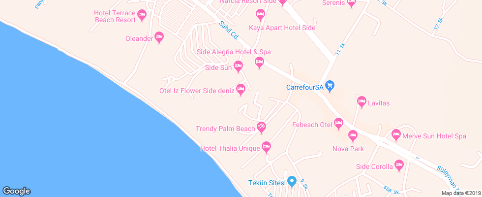 Отель Iz Flower Side Beach на карте Турции