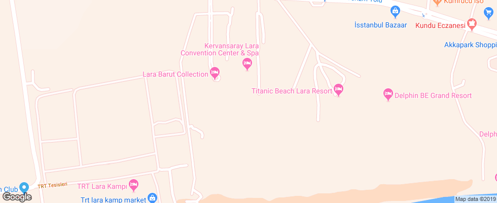 Отель Kervansaray Lara на карте Турции