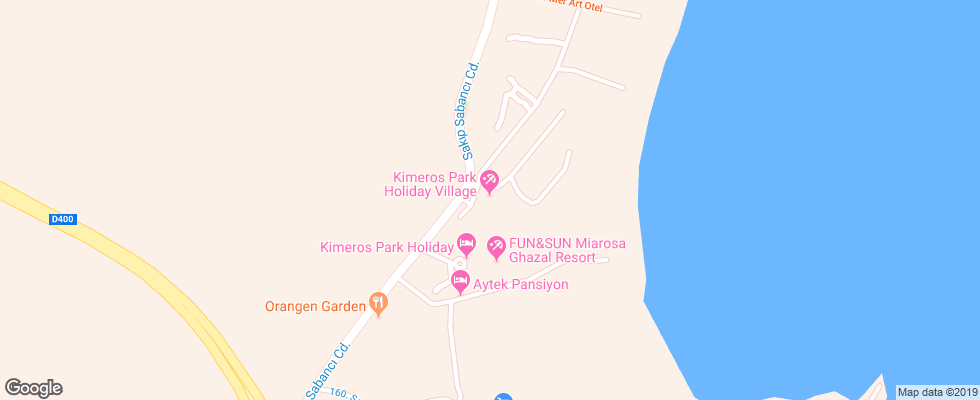 Отель Kimeros Park Holiday Village на карте Турции
