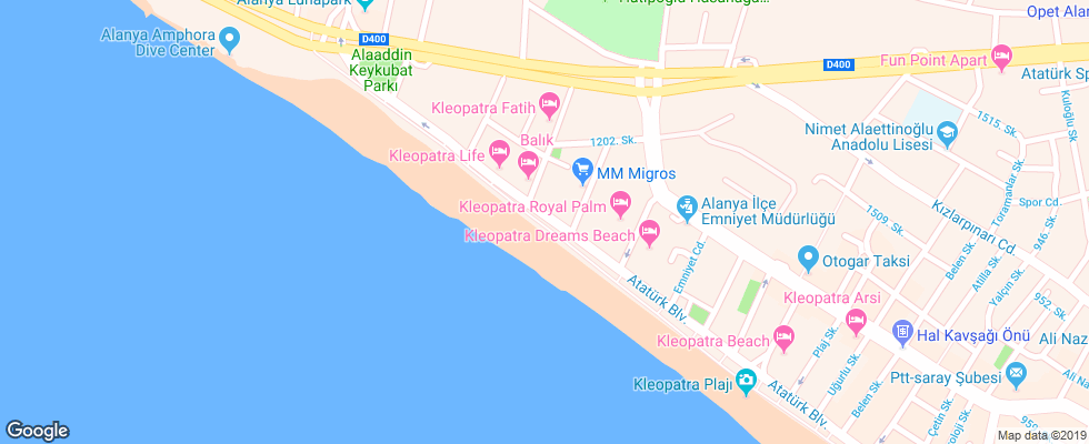 Отель Kleopatra Micador на карте Турции