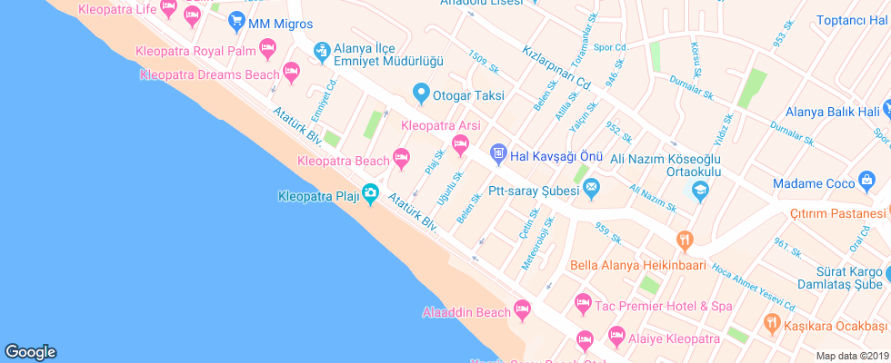 Отель Kleopatra Sahara Hotel на карте Турции