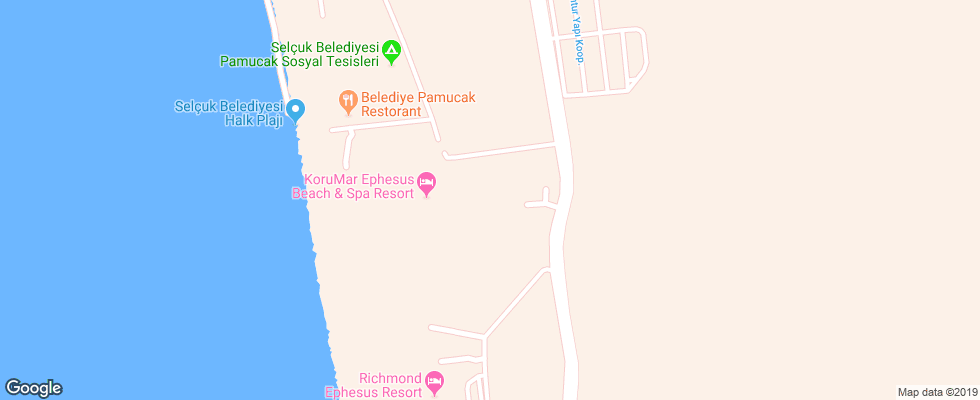 Отель Korumar Ephesus Spa & Beach Resort на карте Турции