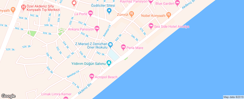 Отель Kristal Beach Hotel на карте Турции