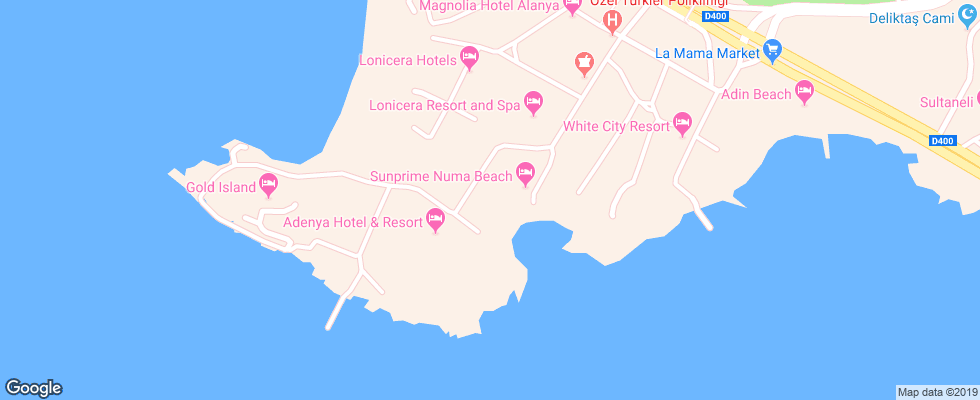 Отель Land Of Paradise Beach на карте Турции