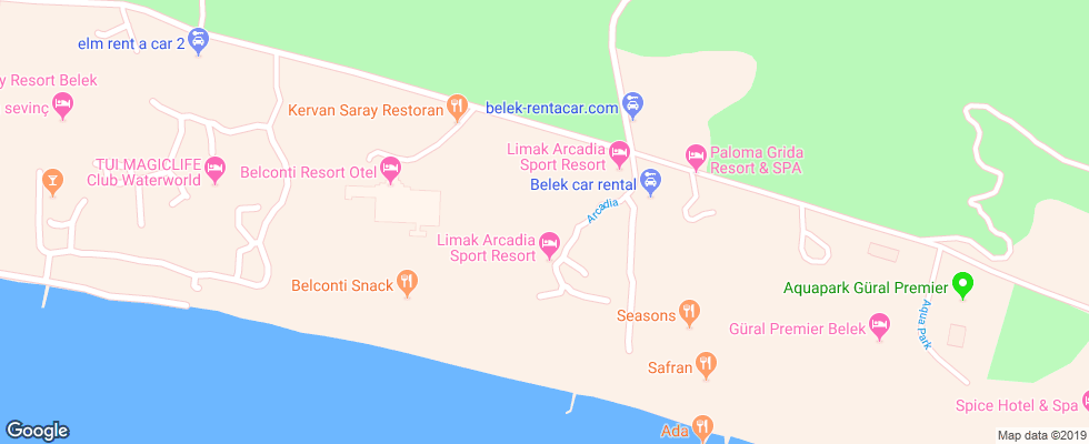 Отель Limak Arcadia Golf & Sport Resort на карте Турции