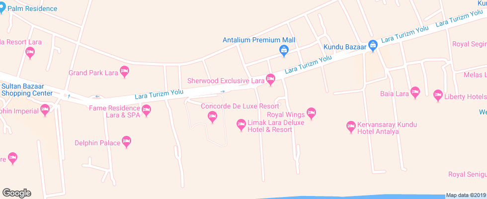 Отель Limak Lara De Luxe на карте Турции