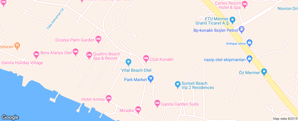 Отель Limoncello Konakli Beach на карте Турции