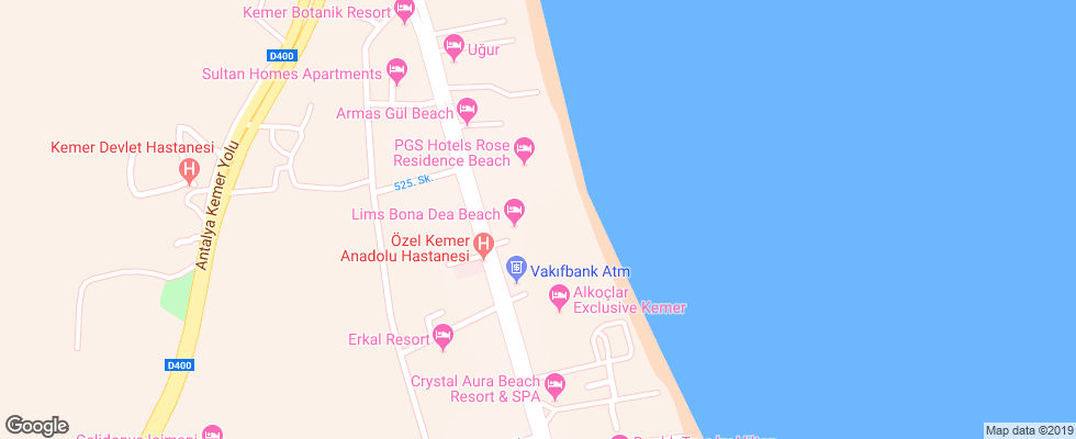 Отель Lims Bona Dea Beach Hotel на карте Турции