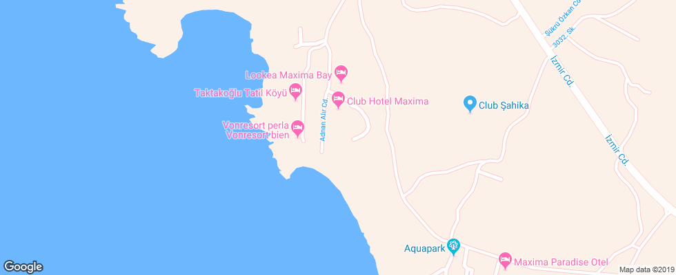 Отель Maxima Paradise Resort на карте Турции