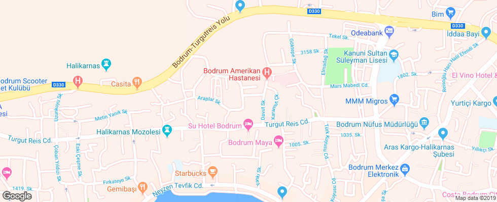 Отель Moonshine Apart Hotel на карте Турции