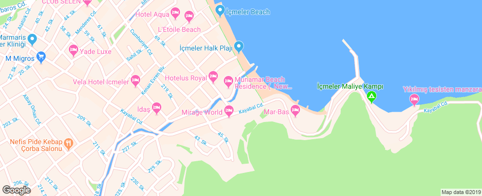 Отель Munamar Beach Residence на карте Турции