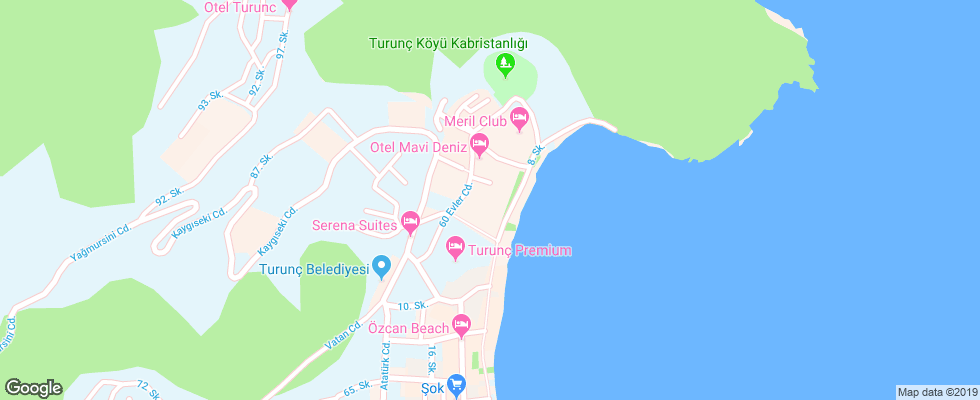 Отель My Meric Green Park Beach на карте Турции
