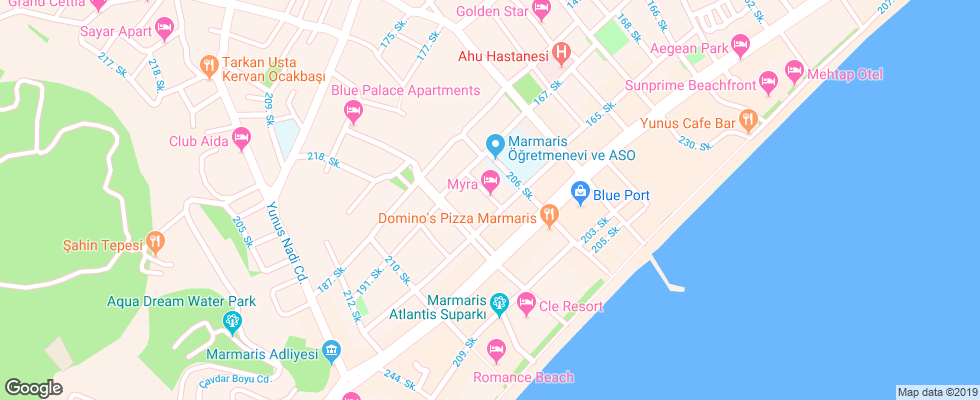 Отель Myra на карте Турции