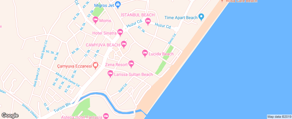 Отель Novia Lucida Beach на карте Турции