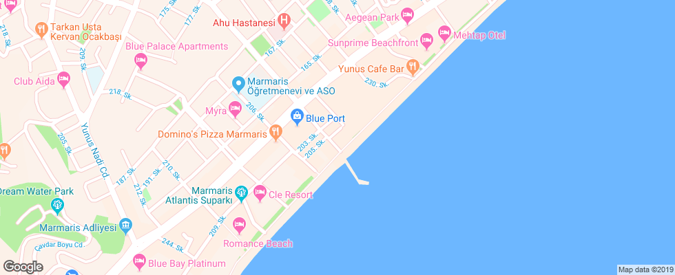 Отель Orka Nergis Beach на карте Турции