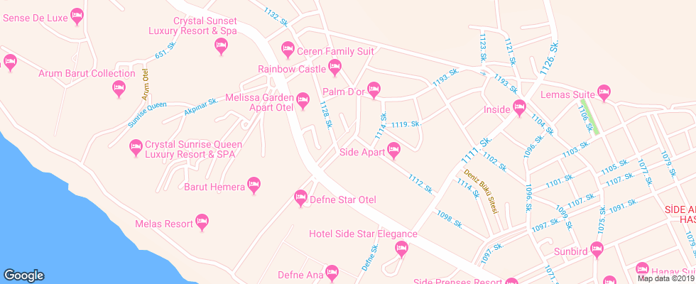 Отель Palm D'or Hotel на карте Турции