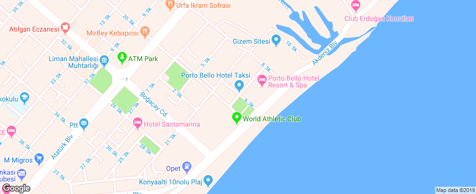Отель Porto Bello на карте Турции