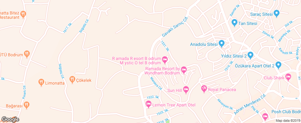 Отель Ramada Resort Bodrum на карте Турции