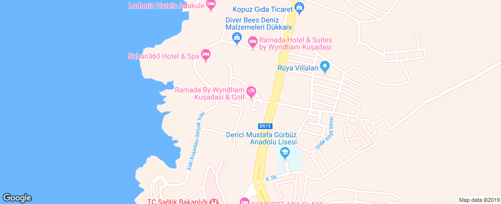 Отель Ramada Resort Kusadasi & Golf на карте Турции