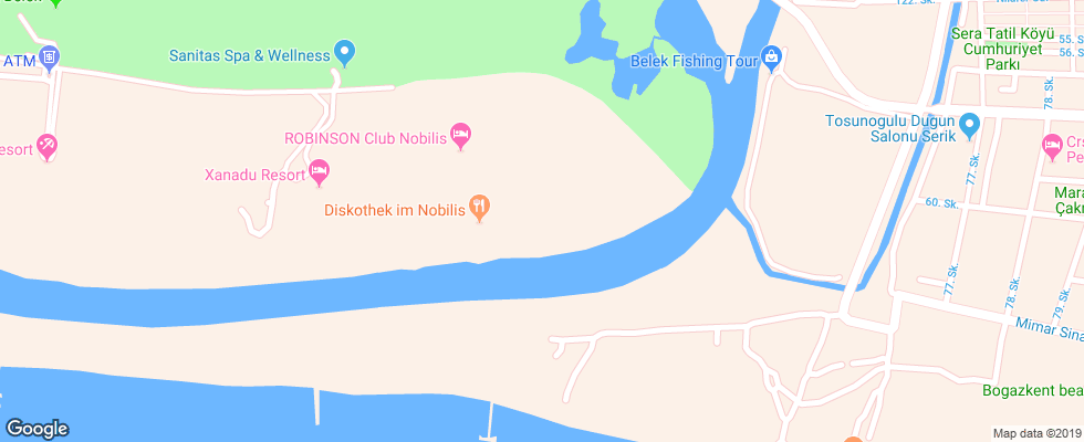 Отель Robinson Club Nobilis на карте Турции