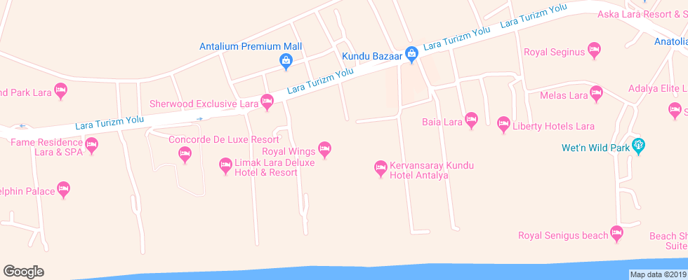 Отель Royal Wings Hotel на карте Турции