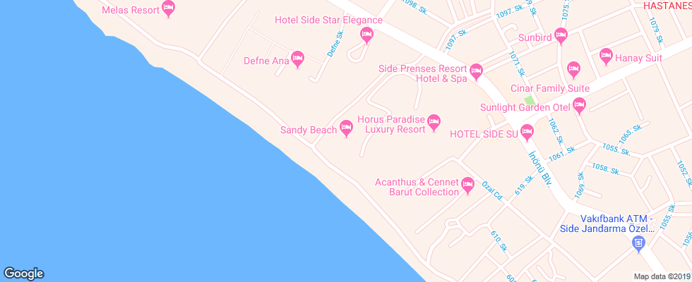 Отель Sandy Beach Hotel на карте Турции