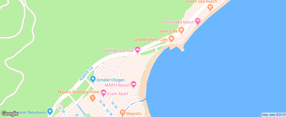 Отель Sea Star Marmaris на карте Турции