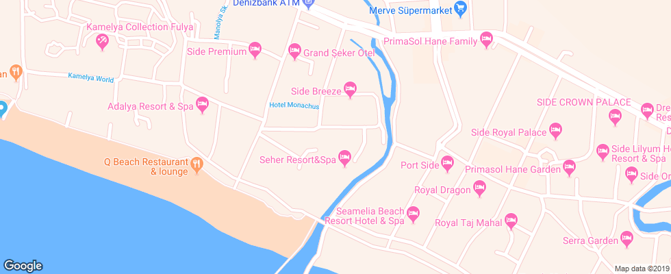 Отель Seher Sun Beach на карте Турции