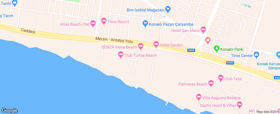 Отель Senza Hotels Inova Beach на карте Турции