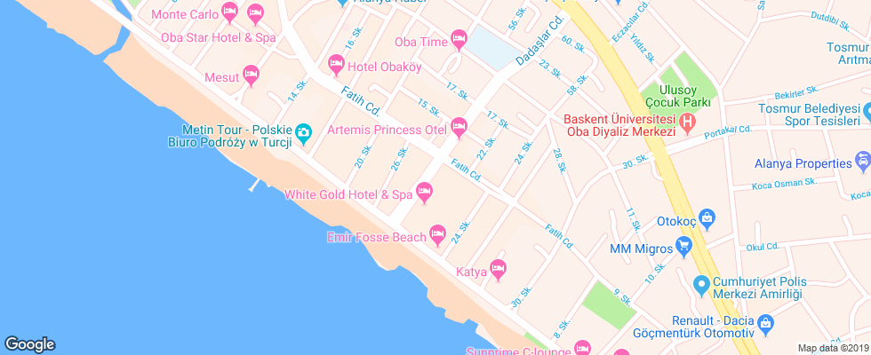 Отель Sey Beach Hotel & Spa на карте Турции