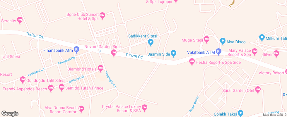 Отель Side Aurora на карте Турции