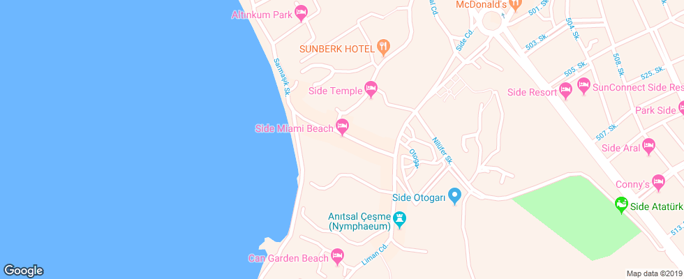 Отель Side Miami Beach на карте Турции