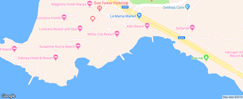 Отель Sirius Deluxe Hotel на карте Турции