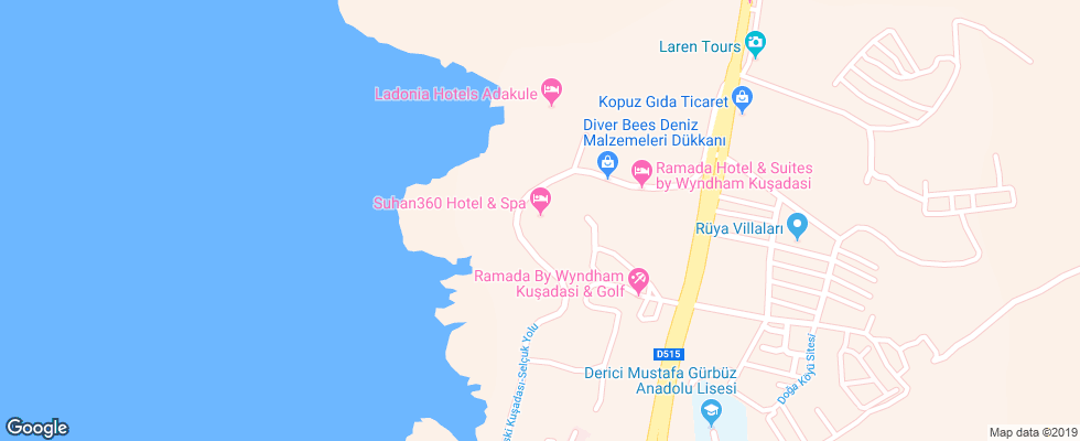 Отель Suhan 360 Hotel Beach & Spa на карте Турции