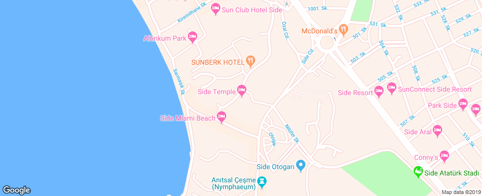 Отель Temple Side Hotel на карте Турции