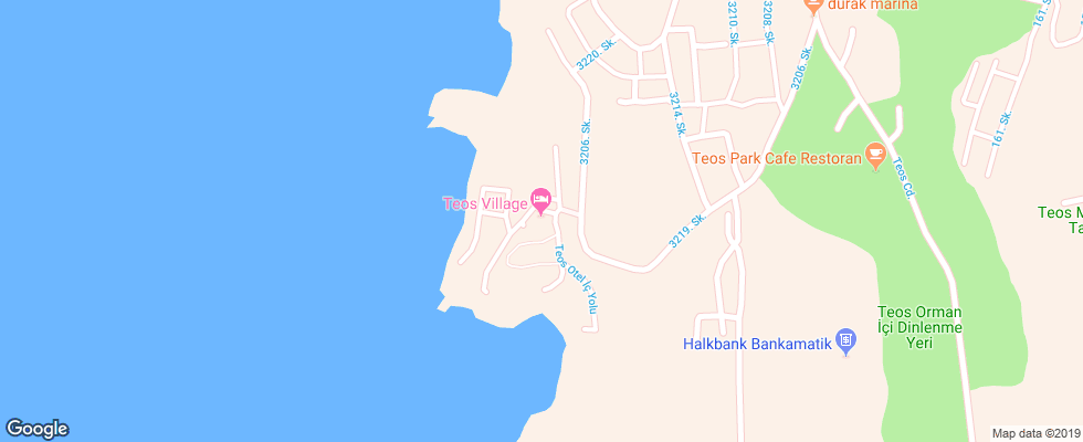 Отель Teos Village на карте Турции