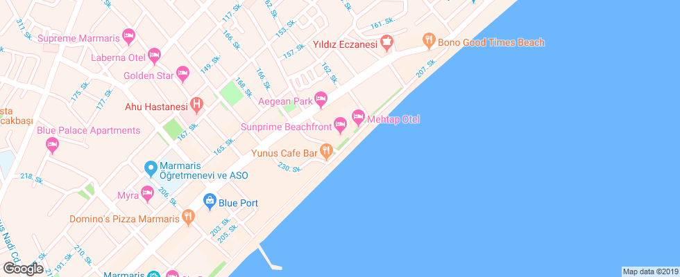 Отель The Beachfront Hotel на карте Турции