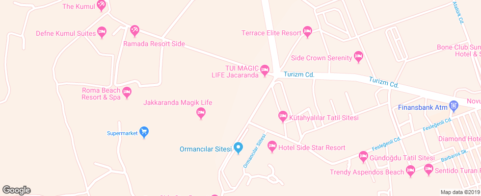 Отель Tui Magic Life Jacaranda на карте Турции