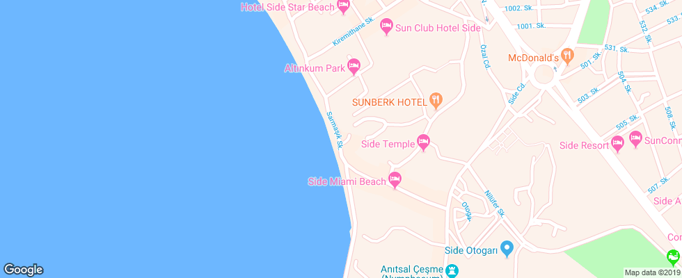 Отель Villa Side Residence на карте Турции
