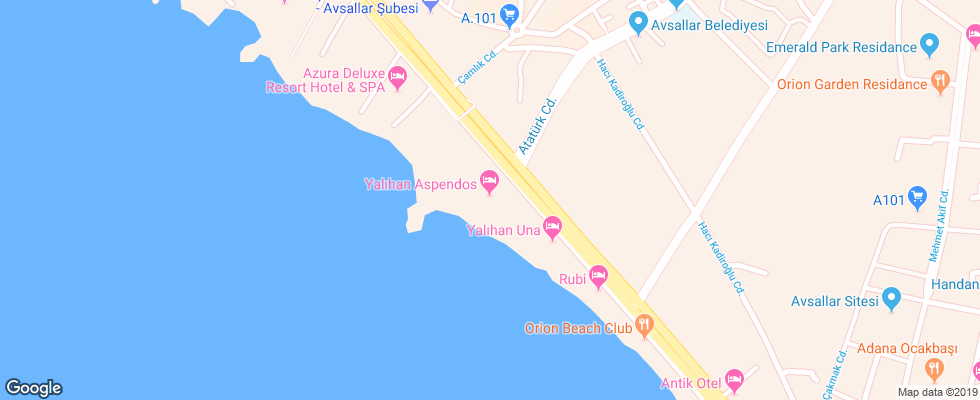 Отель Yalihan Aspendos Hotel на карте Турции