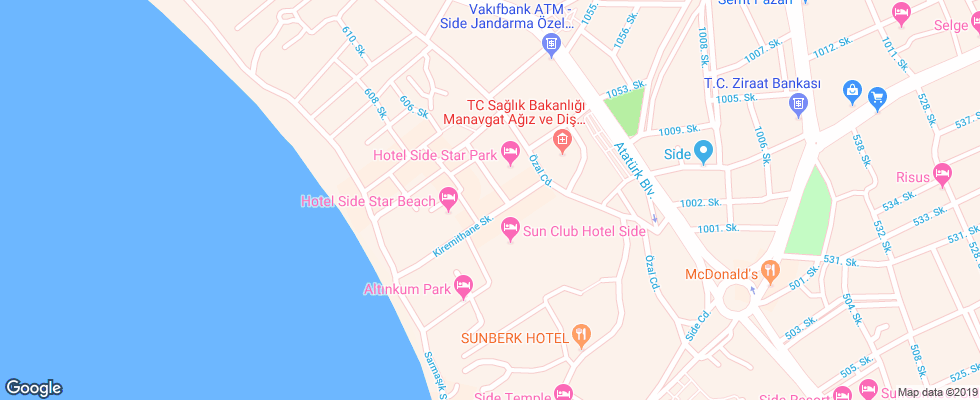 Отель Z Hotels Side Town на карте Турции