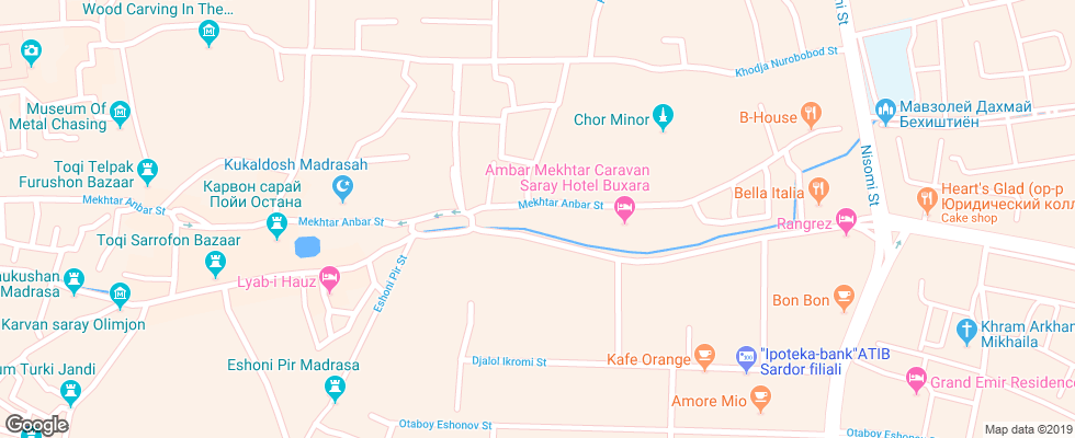 Отель Amulet на карте Узбекистана