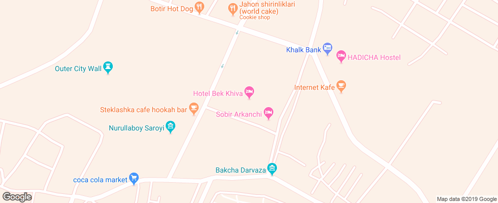 Отель Bek Khiva на карте Узбекистана