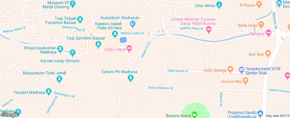 Отель Breshim на карте Узбекистана