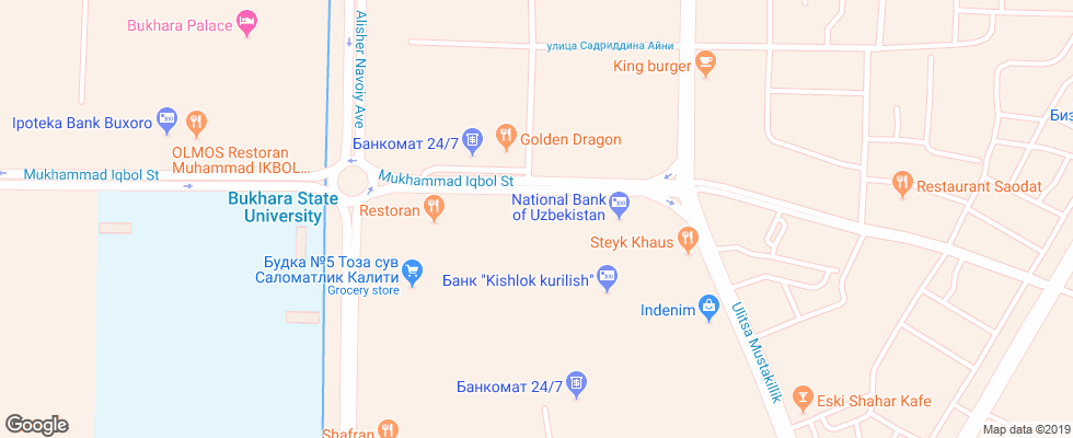 Отель Bukhara-Boodin на карте Узбекистана