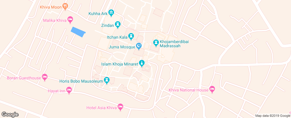 Отель Malika Kheivak на карте Узбекистана