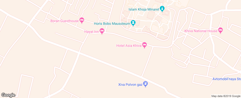 Отель Shams Khiva на карте Узбекистана