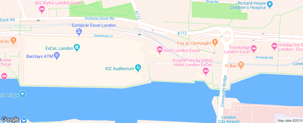 Отель Aloft London Excel на карте Великобритании