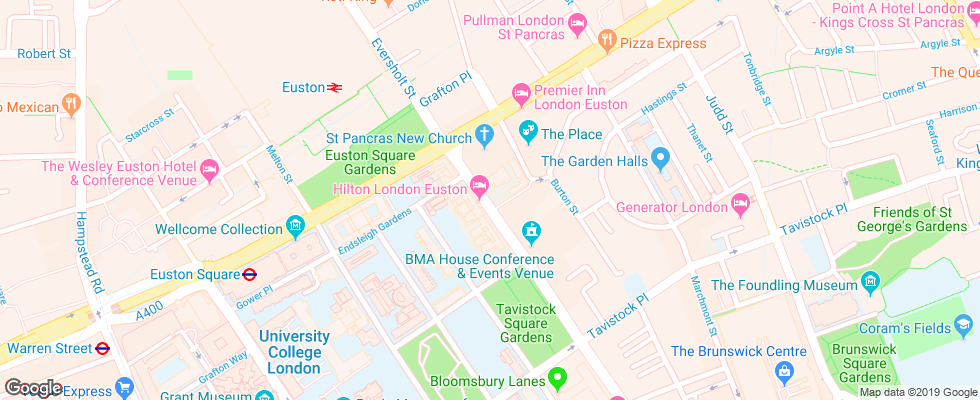 Отель Ambassadors In Bloomsbury на карте Великобритании